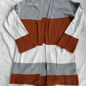 Olive & Oak Gray and Brown Striped Cardigan